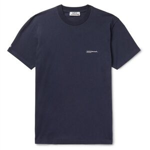 APC x JJJJound Logo-Print Cotton-Jersey T-Shirt - Blue size M